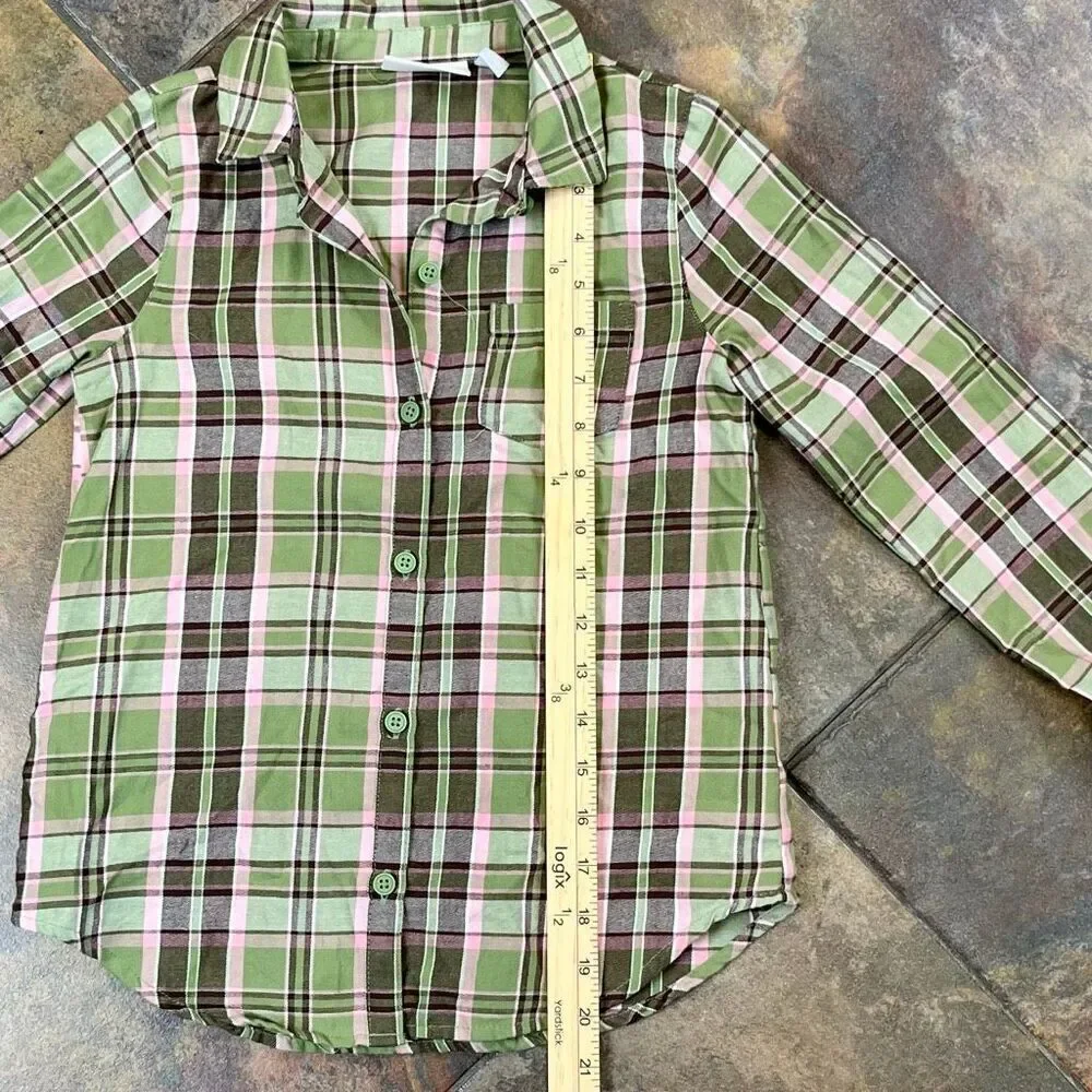 The Children’s Place Girls Plaid Button Up Shirt 7/8 Medium